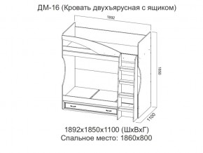 ДМ-16 Кровать двухъярусная с ящиком в Нижневартовске - nizhnevartovsk.magazin-mebel74.ru | фото