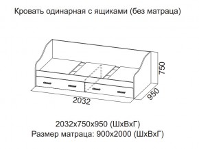 Кровать одинарная с ящиками (Без матраца 0,9*2,0) в Нижневартовске - nizhnevartovsk.magazin-mebel74.ru | фото