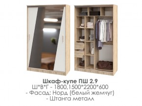 шкаф-купе ПШ-2.9 1500 Норд Белый жемчуг 1500 в Нижневартовске - nizhnevartovsk.magazin-mebel74.ru | фото